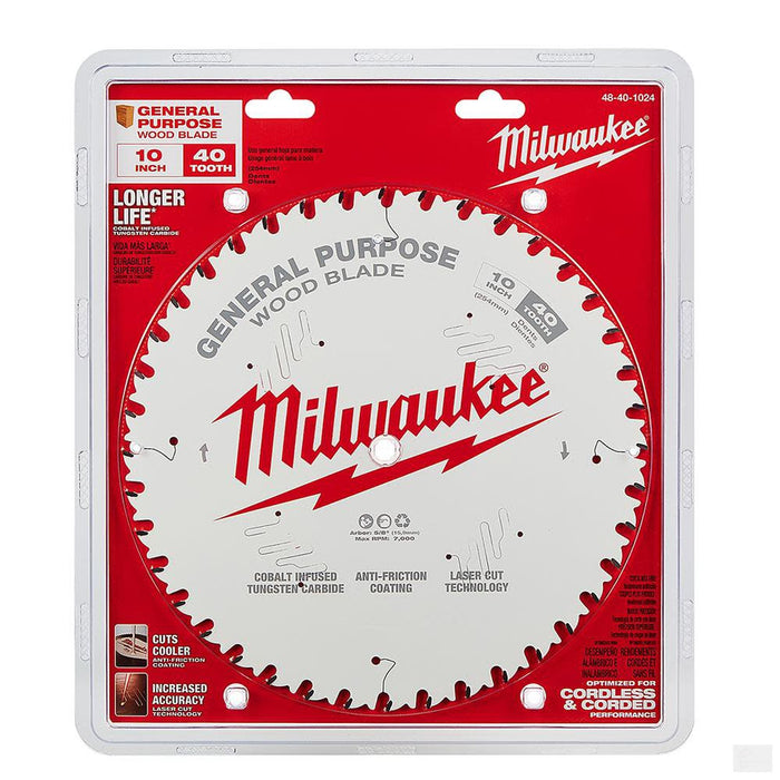 MILWAUKEE 10 in. 40 Tooth General Purpose Circular Saw Blade [48-40-1024]