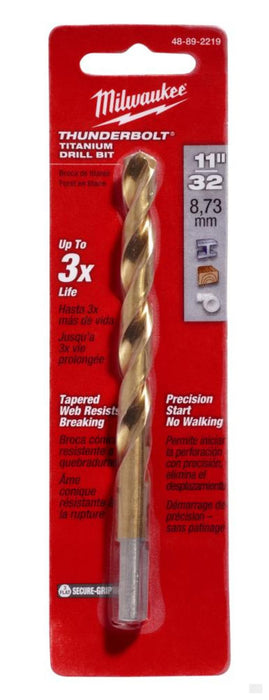 MILWAUKEE 11/32 in. Thunderbolt® Titanium Coated Drill Bit [48-89-2219]
