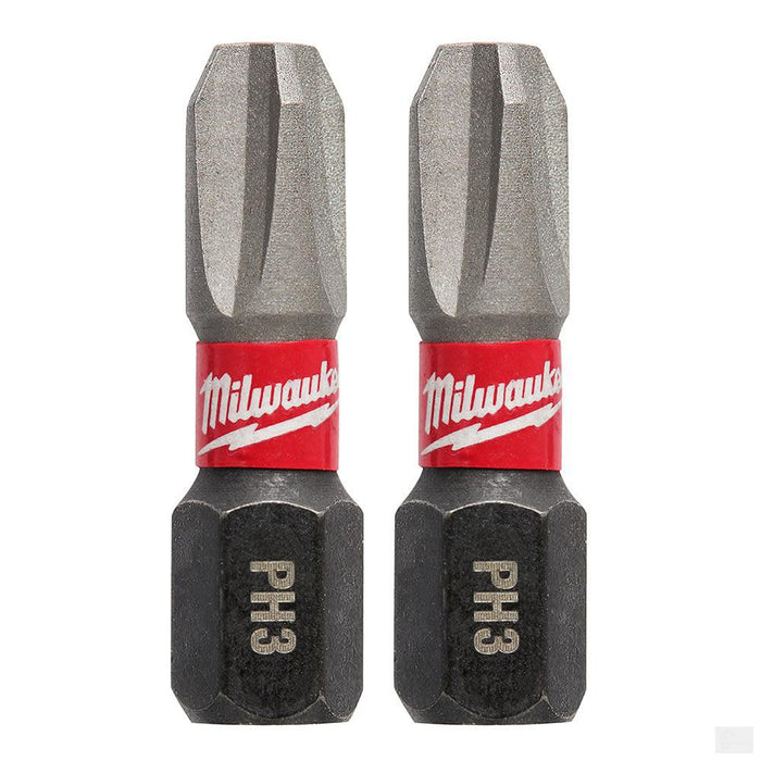 MILWAUKEE SHOCKWAVE™ 2-Piece Impact Phillips #3 Insert Bits [48-32-4413]