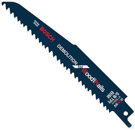 BOSCH 6" 5/8 TPI Edge Reciprocating Saw Blades for Wood/Nail Demolition - 5 pk [RDN6V]