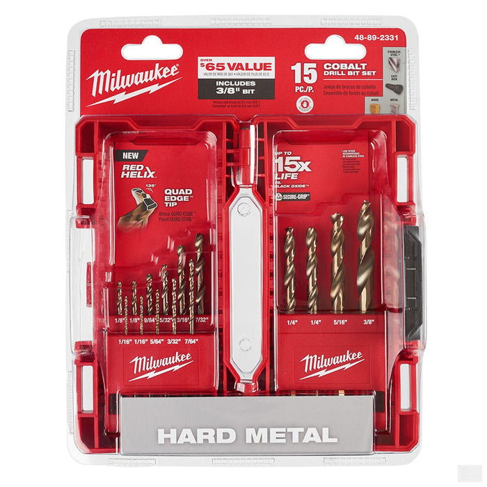 MILWAUKEE RED HELIX Cobalt Bit Set 15pc [48-89-2331]