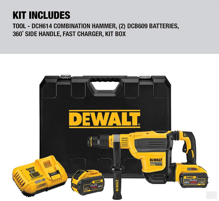 DEWALT 60V MAX 1-3/4 in Brushless Cordless SDS MAX Combination Rotary Hammer Kit [DCH614X2]