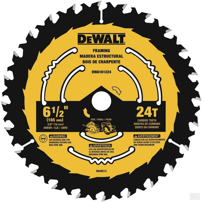 DEWALT 6-1/2-Inch 24-Tooth Circular Saw Blade [DWA161224]