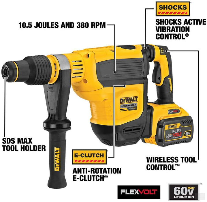 DEWALT 60V MAX 1-3/4 in Brushless Cordless SDS MAX Combination Rotary Hammer Kit [DCH614X2]