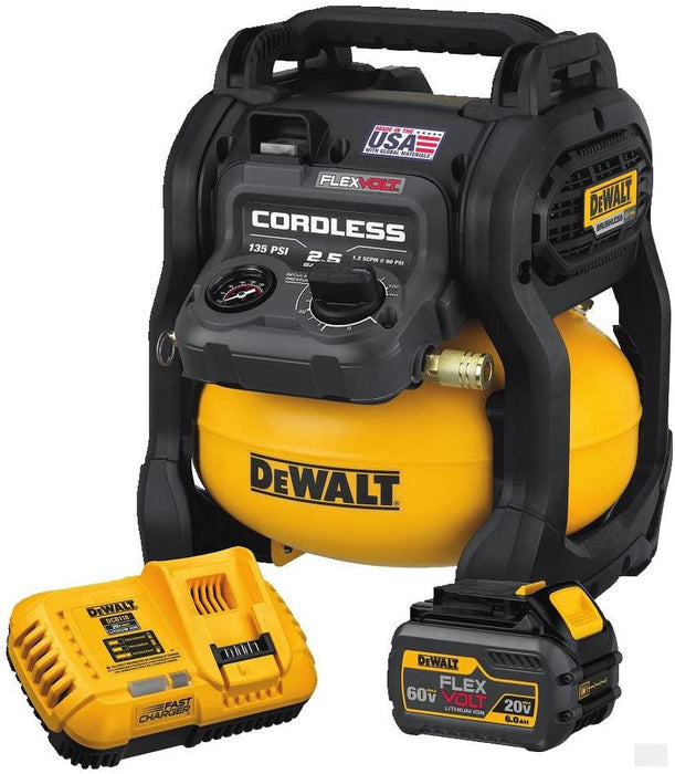 DEWALT 60V MAX* FLEXVOLT® 2.5 Gallon Cordless Air Compressor Kit [DCC2560T1]