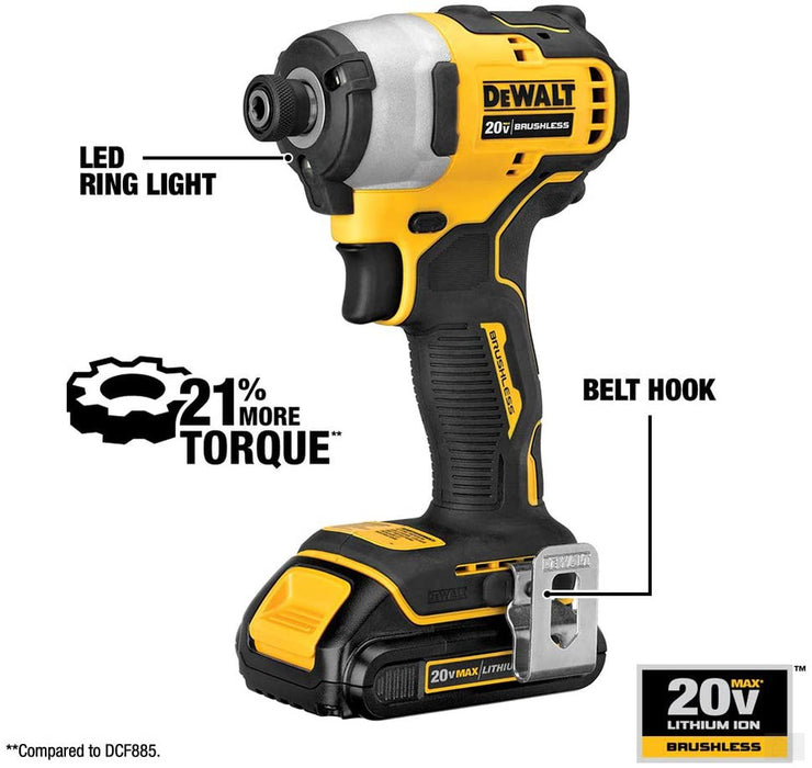 DEWALT Atomic 20v MAX Brushless Cordless Compact 1/4 IN. Impact Driver (Tool Only) [DCF809B]