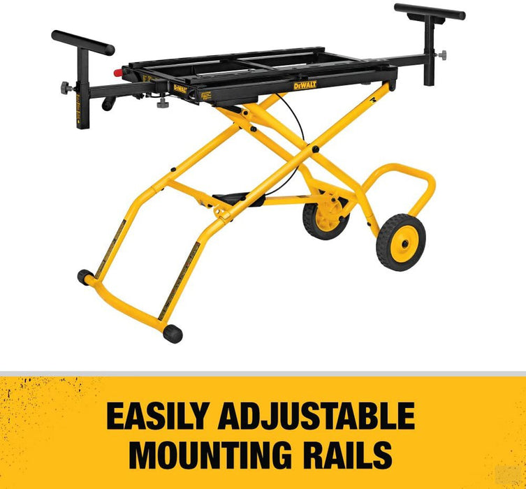 DEWALT 32 1/2-inch x 60-inch Rolling Miter Saw Stand with 8 ft. Extending Outfeed Support [DWX726]