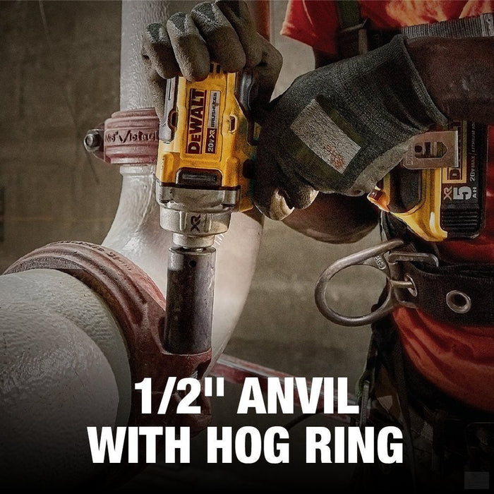 Dewalt 20V MAX* XR® 1/2 in. Mid-Range Cordless Impact Wrench With Hog Ring Anvil Kit [DCF894HP2]
