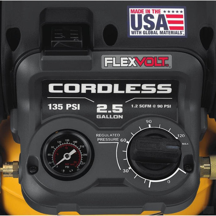 DEWALT 60V MAX* FLEXVOLT® 2.5 Gallon Cordless Air Compressor Kit [DCC2560T1]