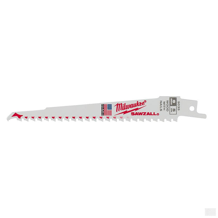 MILWAUKEE 6 in. 5 TPI SAWZALL Blades - 5 Pack [48-00-5035]