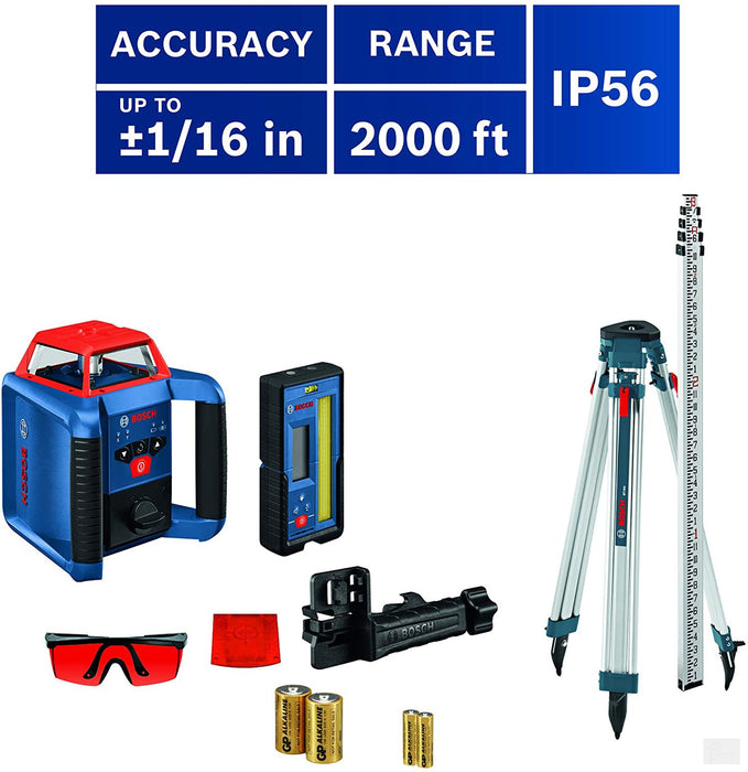 BOSCH REVOLVE2000 Self-Leveling Horizontal Rotary Laser Kit [GRL2000-40HK]
