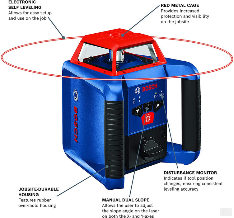 BOSCH REVOLVE2000 Self-Leveling Horizontal Rotary Laser Kit [GRL2000-40HK]
