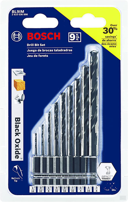 BOSCH 9 pc. Impact Tough™ Black Oxide Drill Bit Set [BL9IM]