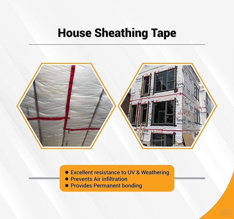 TUCK TAPE Construction Sheathing Tape, Epoxy Resin Tape, 60mm x 66m (Red) [HW-TAPE50]