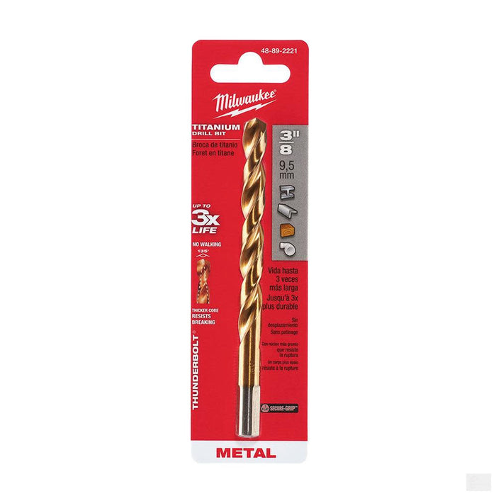 MILWAUKEE 3/8 In. Thunderbolt® Titanium Coated Drill Bit [48-89-2221]