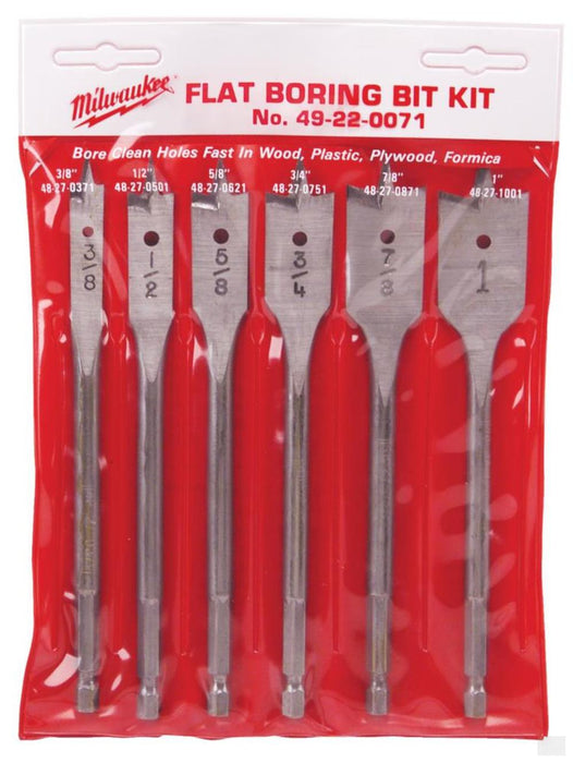 MILWAUKEE 6 Piece Universal Flat Boring Bit Kit [49-22-0071]