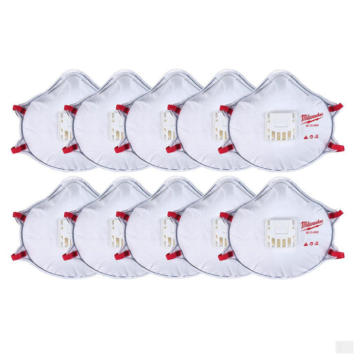 MILWAUKEE 10pk N95 Valved Respirator with Gasket [48-73-4004]