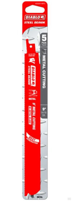 DIABLO 9" Steel Demon Bi-Metal Recip Blade for Metal (3/32 to 5/16) (5 pk) [DS0914BF5C]