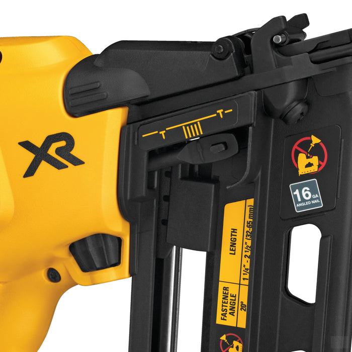 Dewalt 20V MAX* XR® 16 GA Angled Finish Nailer-Kit [DCN660D1]