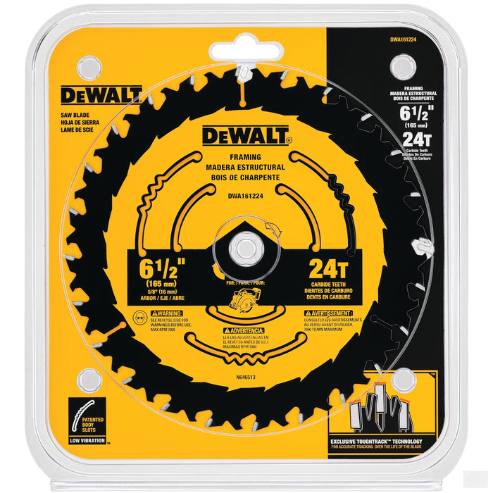 DEWALT 6-1/2-Inch 24-Tooth Circular Saw Blade [DWA161224]