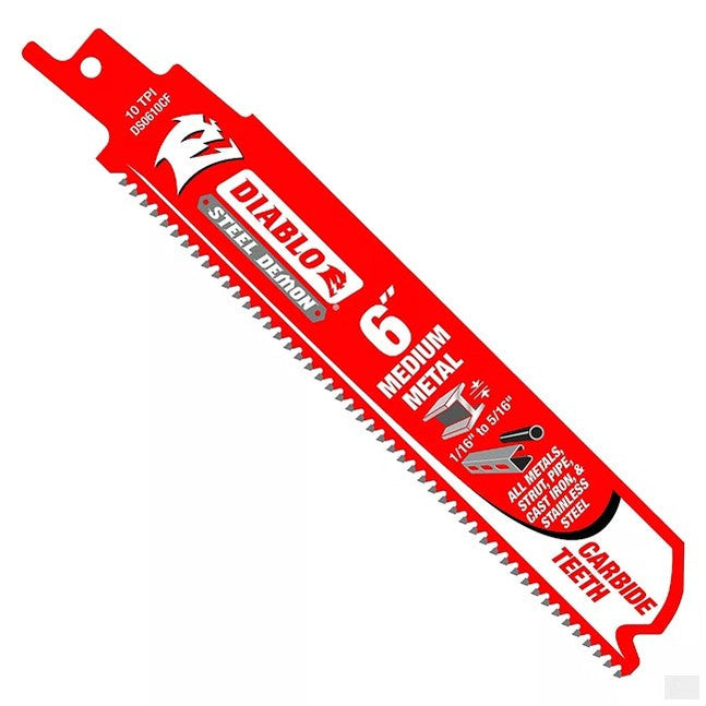 DIABLO 6″ 10-TPI Medium Metal Carbide Tip Reciprocating Saw Blade 1pk [DS0610CFC]