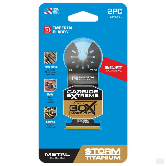 Imperial Blades One Fit 1-3/8in Carbide Extreme Storm Titanium Metal Blade, 2PC [IBOAT360-2]