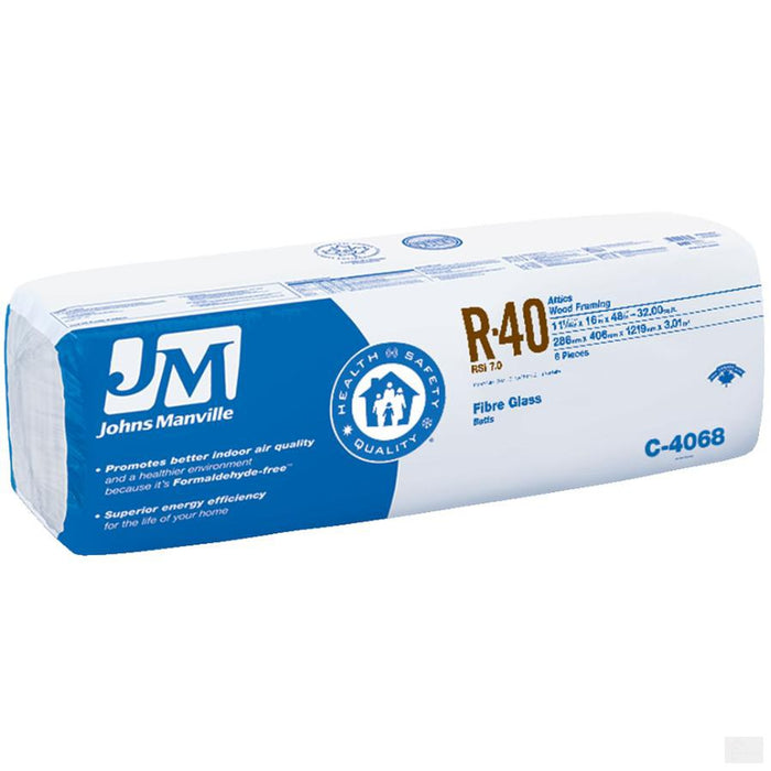 Johns Manville Fiberglass Insulation R-40 16" x 48" x 11"; 32 sq.ft