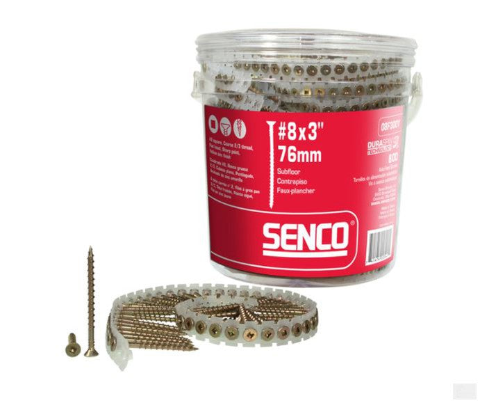SENCO Flat-Head Wood Screws - Strip - #8 x 3" - 800/Box [08F300Y]