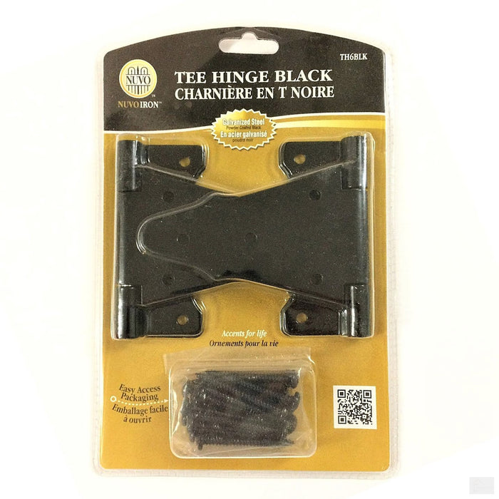 Nuvo Iron Tee Hinge Black TH6BLK - 6 in