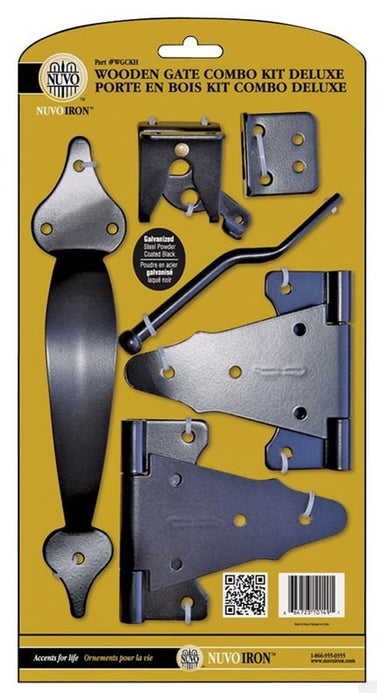 Nuvo Iron Wooden Gate Combo Kit Deluxe WGCKH - (Steel, Galvanized, Powder Coated)