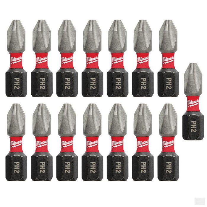 MILWAUKEE SHOCKWAVE™ Phillips #2 Insert Bit (15-Piece Contractor Pack) [48-32-5003]