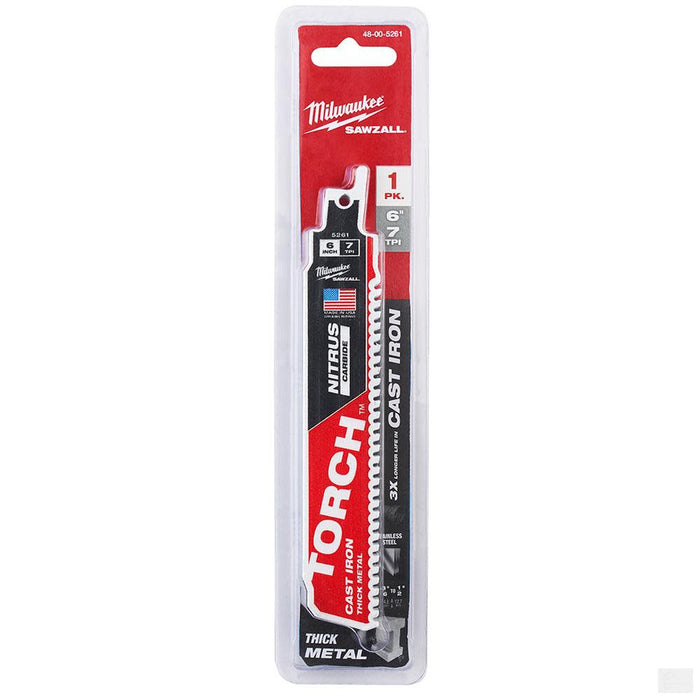 MILWAUKEE 6" 7TPI The TORCH™ for Cast Iron with NITRUS CARBIDE™ 1PK [48-00-5261]
