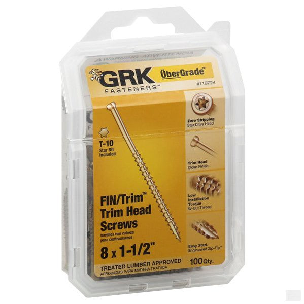 GRK FIN/Trim™ Finishing Trim Head Screws 8 x 1-1/2" (100 pcs) [17724]