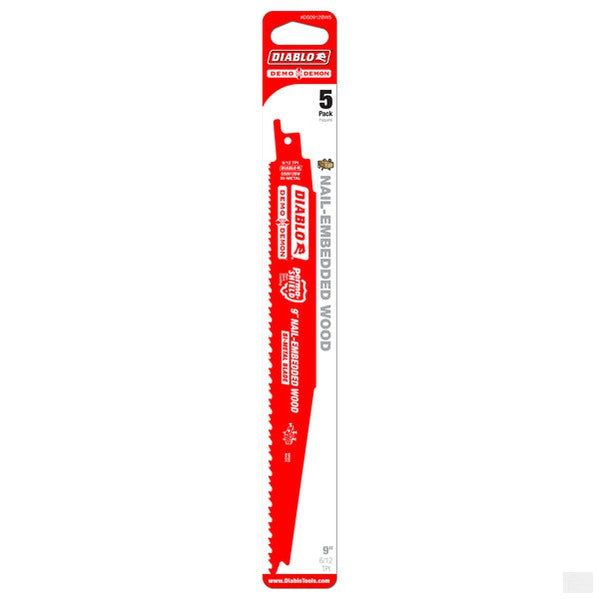 Diablo - 9" DEMO DEMON BI-METAL RECIP BLADE FOR NAIL EMBEDDED WOOD (5 PK)