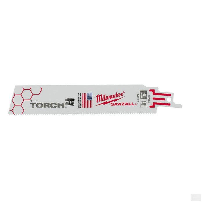 MILWAUKEE 6"" 18 TPI The Torch SAWZALL Blades (5 Pk) [48-00-5784]