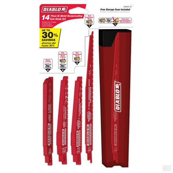 DIABLO 14 pc Nail-Embedded Wood and Metal Demolition Recip Set [DS0014SC]
