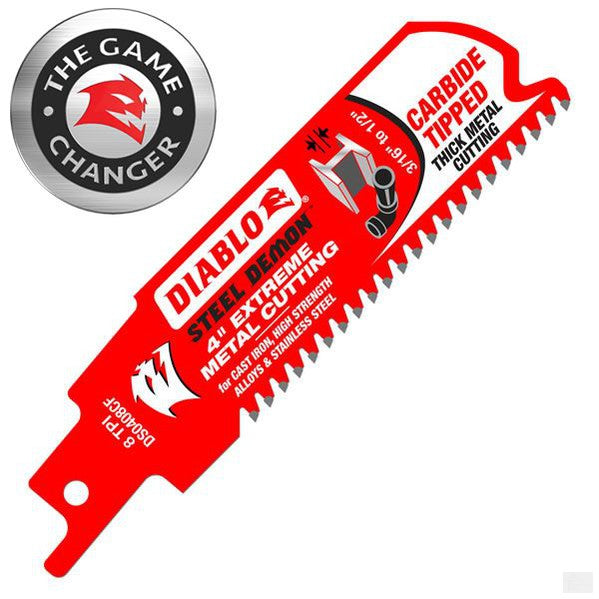 DIABLO 4" Steel Demon Carbide-tipped Recip Blades for Thick Metal Cutting [DS0408CFC]