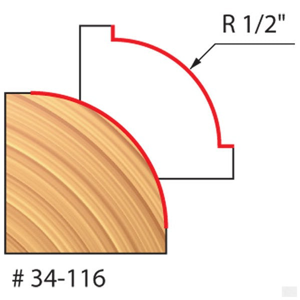 Freud - 1/2" RADIUS ROUNDING OVER BIT (QUADRA-CUT)