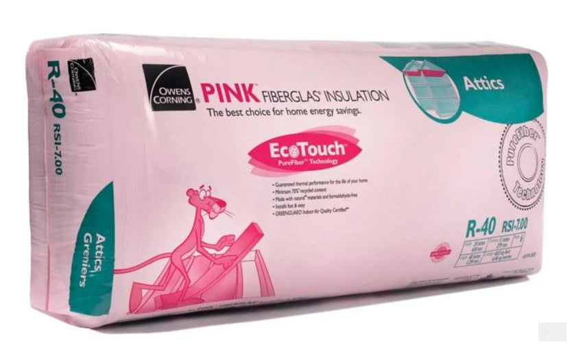 OC EcoTouch Pink Fiberglass Insulation R-40 24" x 48" x 11"; 48 sq.ft