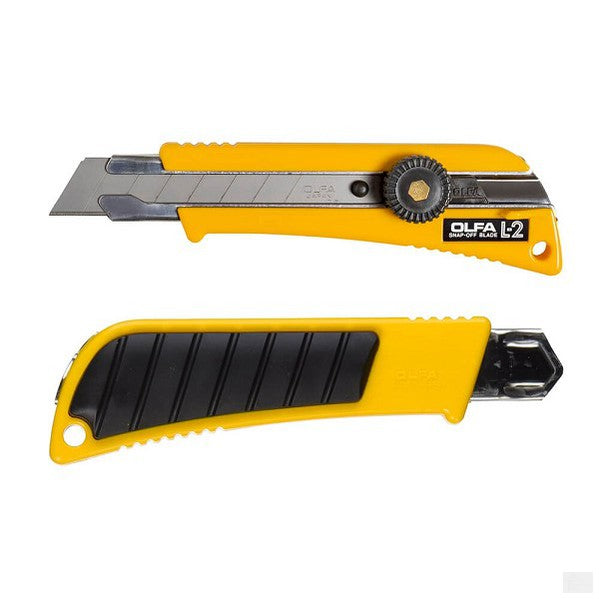 OLFA 18mm Rubber Inset Grip Ratchet-Lock Utility Knife Combo Set (2 Pc/Pk)